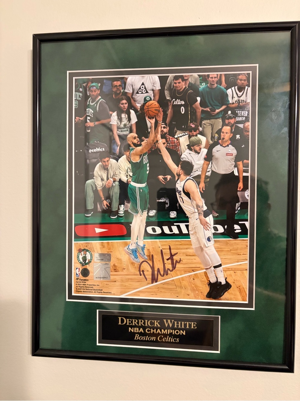 Framed Boston Celtics Derrick White Signed Photo - Green